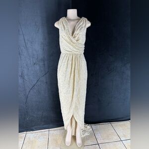 Elegant Cream Draped Women's Dress by Mandalay